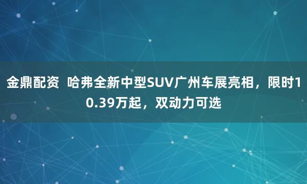 金鼎配资  哈弗全新中型SUV广州车展亮相，限时10.39万起，双动力可选