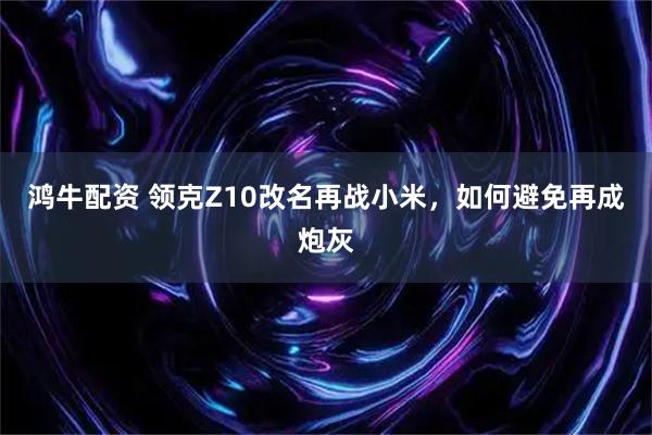 鸿牛配资 领克Z10改名再战小米，如何避免再成炮灰